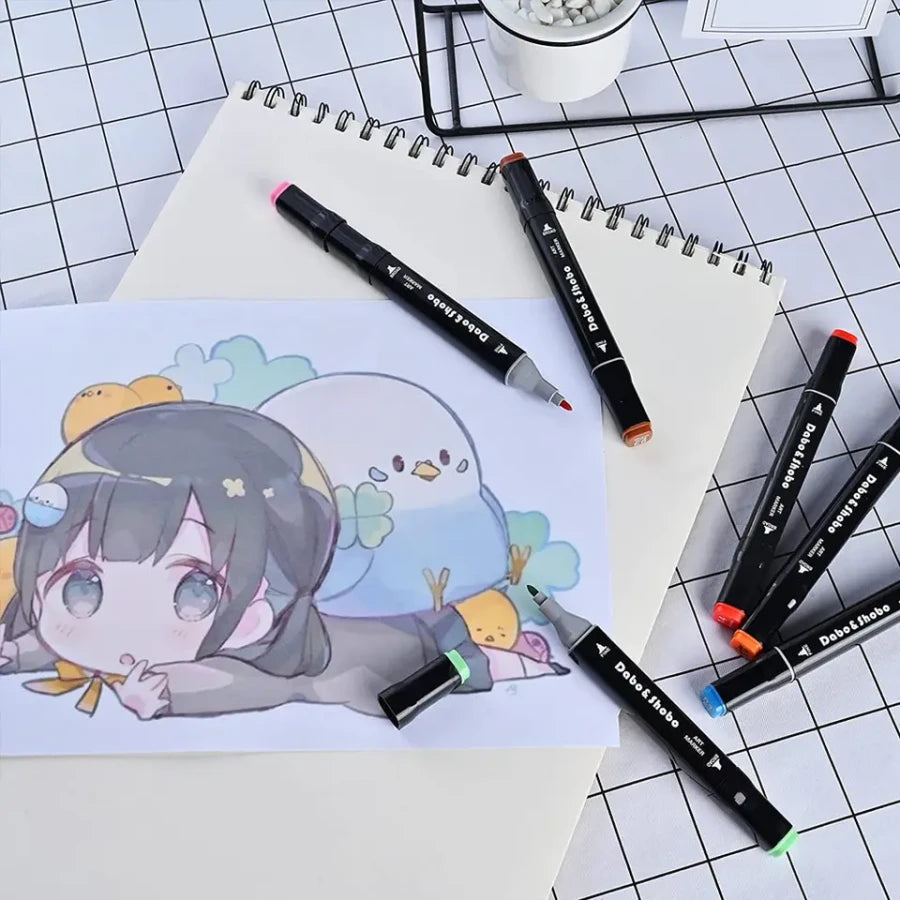 48 Pcs Dual-Tip Colour Marker Pen Set – Oil-Based, High-Pigment Markers with Bullet & Calligraphy Tips + Carry Case