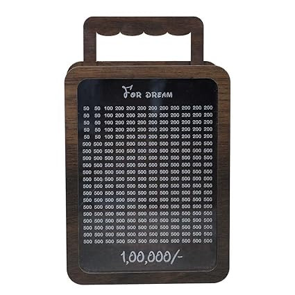 Wooden Piggy Bank – Carved Coin Box with Savings Tracker, Money Saver for Kids & Adults, Smart Donation & Savings Box