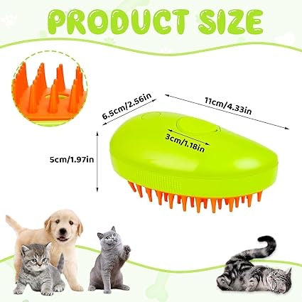 3-in-1 Steam Pet Grooming Brush – Self-Cleaning, Hair Removal & Massaging Comb for Cats & Dogs, Rechargeable