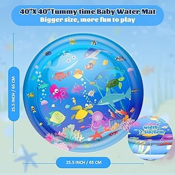Tummy Time Water Mat Inflatable Round Shape Baby Water Play Mat for Babies and Toddlers Baby for 3 to 24 Months