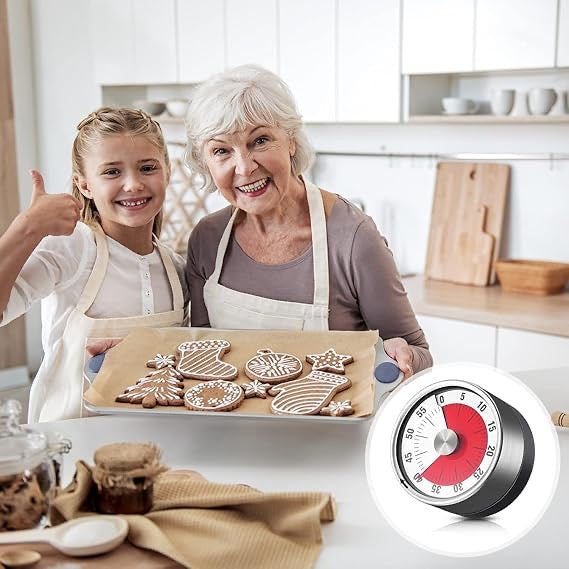 Visual Analog Countdown Timer, Magnetic Mechanical Kitchen Timer Kid Round Clock 60 Minute for for Kitchen Teacher Classroom Meeting Kids Children Adults