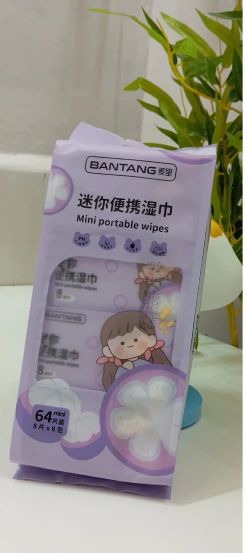Mini Baby Wipes Disposable Portable Pocket Water Wipes Baby Skin Care Wet Tissue Travel Children Baby Hand & Face Baby Sanitizing Cleansing/Moisturising Wipes For Fresh (64 Wipes Pack)