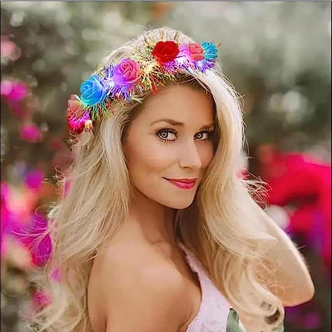 6 LED Flower Wreath Headbands – Luminous Festival Crowns with 3 Light Modes