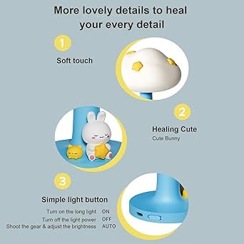Cloud Bedside Lamp Battery Powered Kids Night Light Small Table Lamp for Baby Nursery Room Essentials Newborn Kawaii Mushroom Touch Lamp