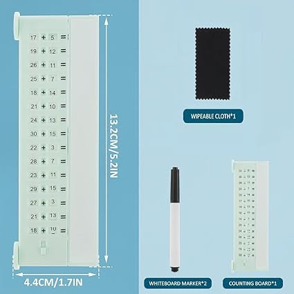 Children's Practice Math Board, Reusable Oral Arithmetic Writing Montessori Counting Toy, Math Flash Card, Addition & Subtraction Learning Calculate Set