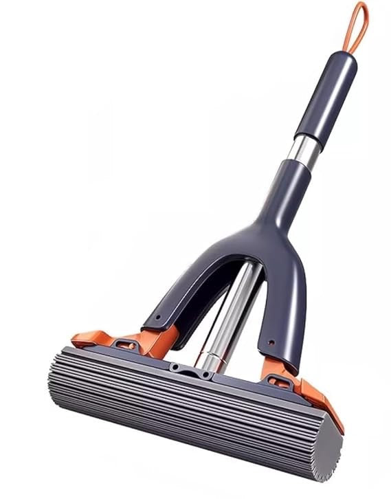 Sponge Mop, Roller Mop with Super Absorbent Sponge Mop Refills, Self Squeeze Sponge Mop for Tile Marble Laminate Floor Cleaning