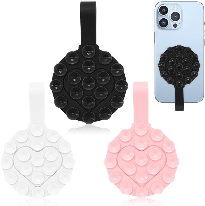 Silicone Suction Cups for Mobile Phone, Heart Shape Double-Sided Suction Cup Mobile Phone Case for All Mobile Phone Models, Suction Cup Mobile Phone Holder for Selfies
