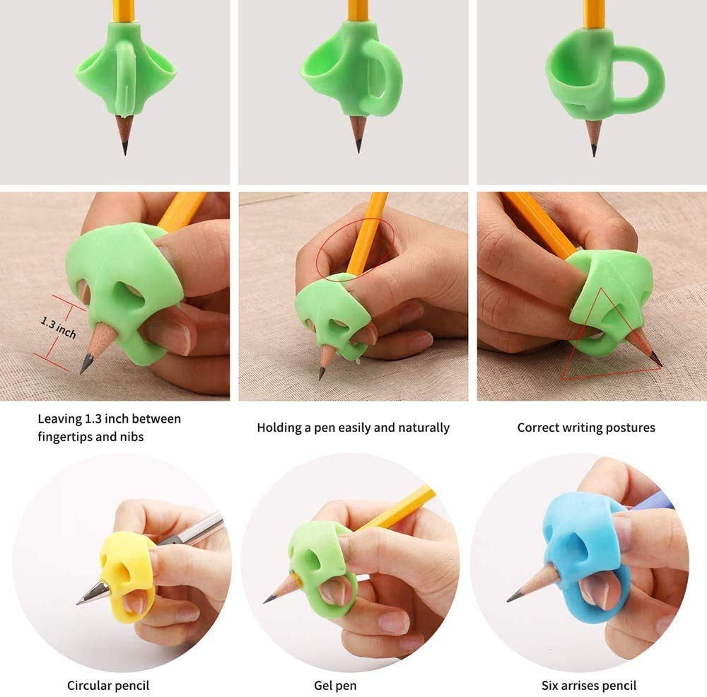 Soft Silicone Pencil Gripper For Kids Writing Pencil Holder, Pen Holder Or Finger Grip Handwriting Pencil Grip Holder (Multicolor - 5pcs Pack)