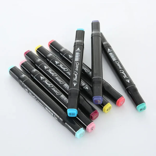 48 Pcs Dual-Tip Colour Marker Pen Set – Oil-Based, High-Pigment Markers with Bullet & Calligraphy Tips + Carry Case
