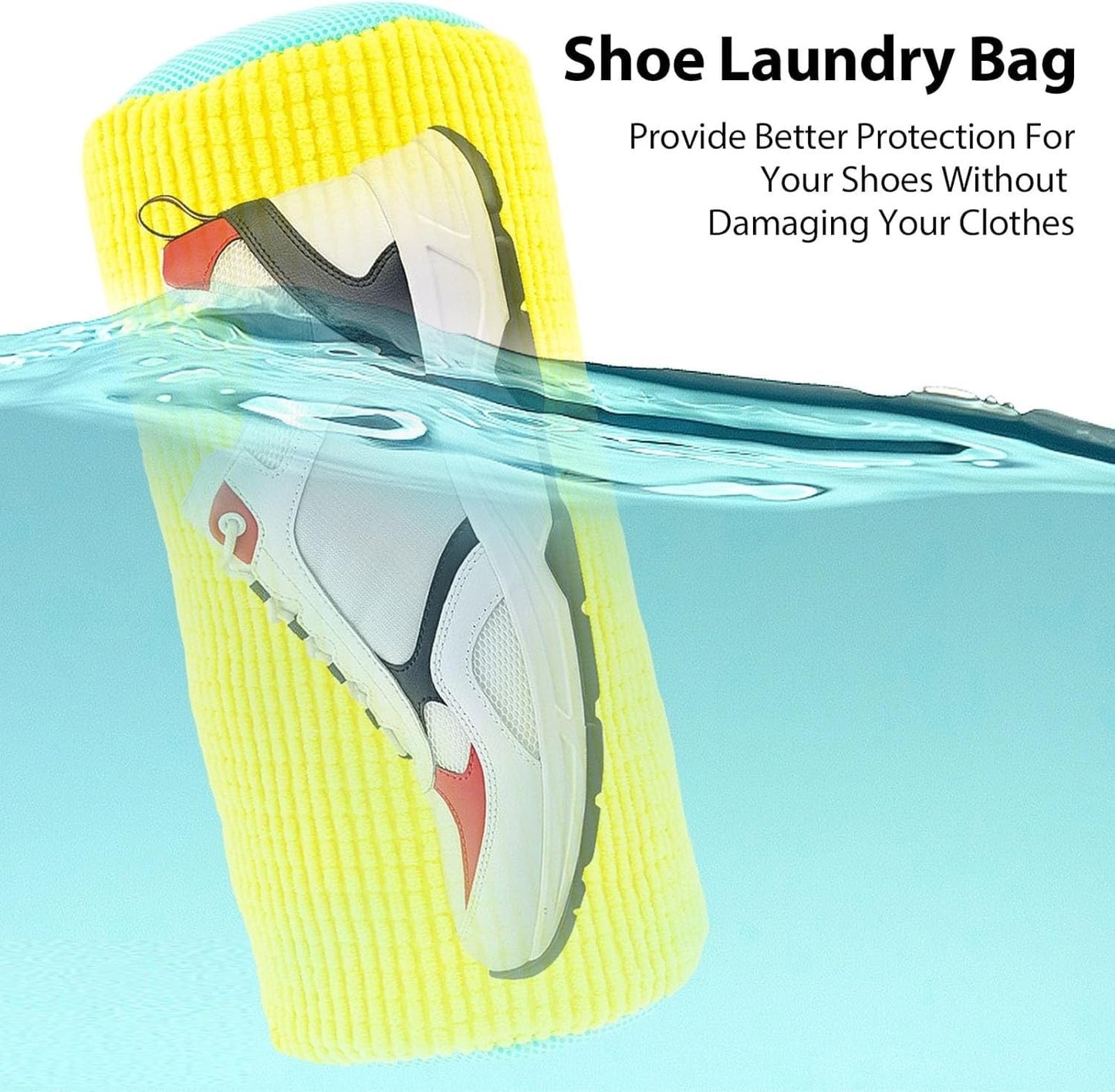 Shoe Washing Machine Bag – Durable Nylon Sneaker Cleaner with Protective Zipper & Breathable Mesh for Running, Canvas & Tennis Shoes (39x19 cm)