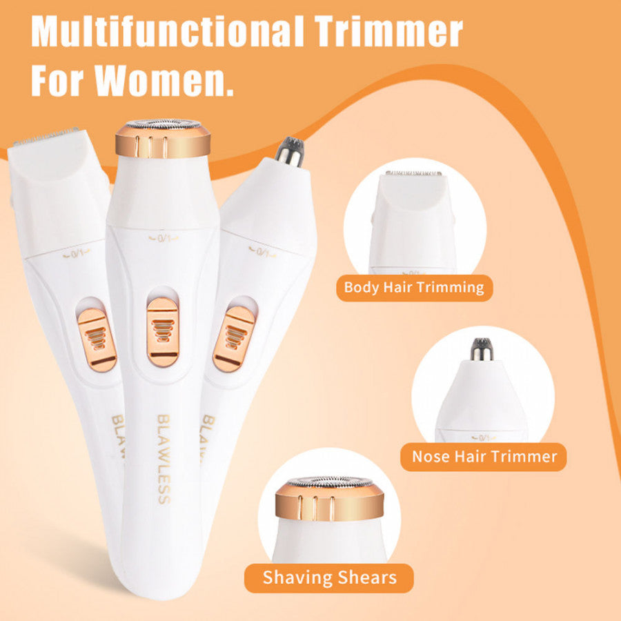 3-in-1 Painless Hair Remover Trimmer – Lipstick-Size Precision Facial Shaver for Women