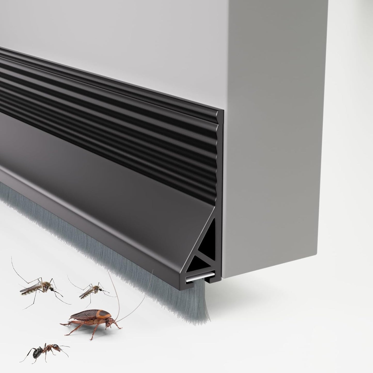 Bottom Door Seal Strip with Brush – 1 Meter Self-Adhesive Weather Stripping for Dust, Insects & Noise Protection