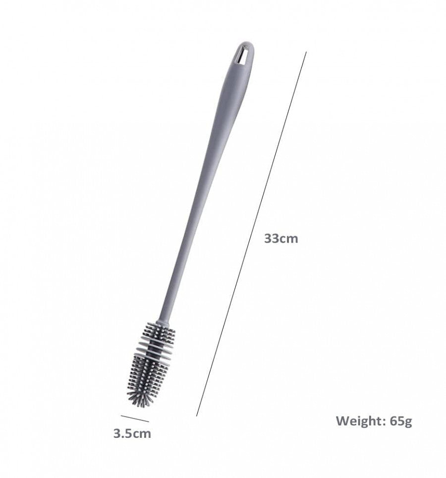 Long Silicone Bottle Cleaning Brush – 33cm | Narrow Neck Baby Bottle Cleaner with Hanging Handle (Pack of 2)