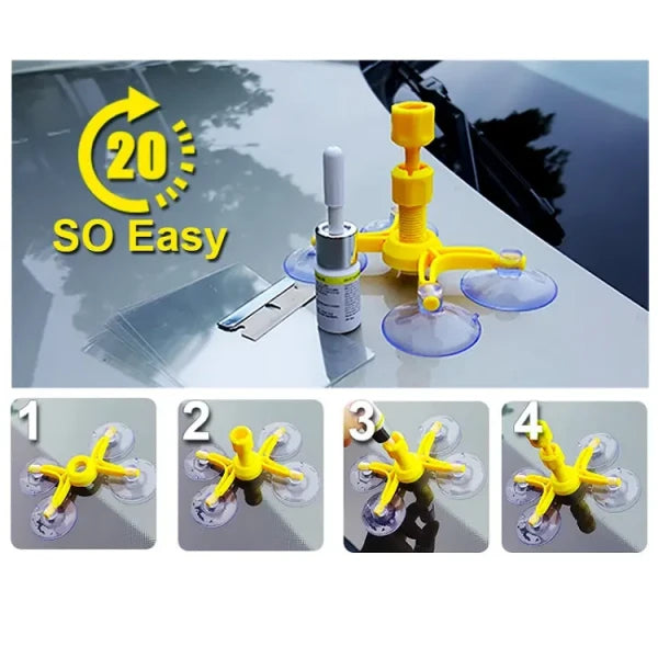 Windscreen Glass Crack Repair Kit – Professional DIY Windshield Chip & Crack Restorer with Vacuum Seal Technology