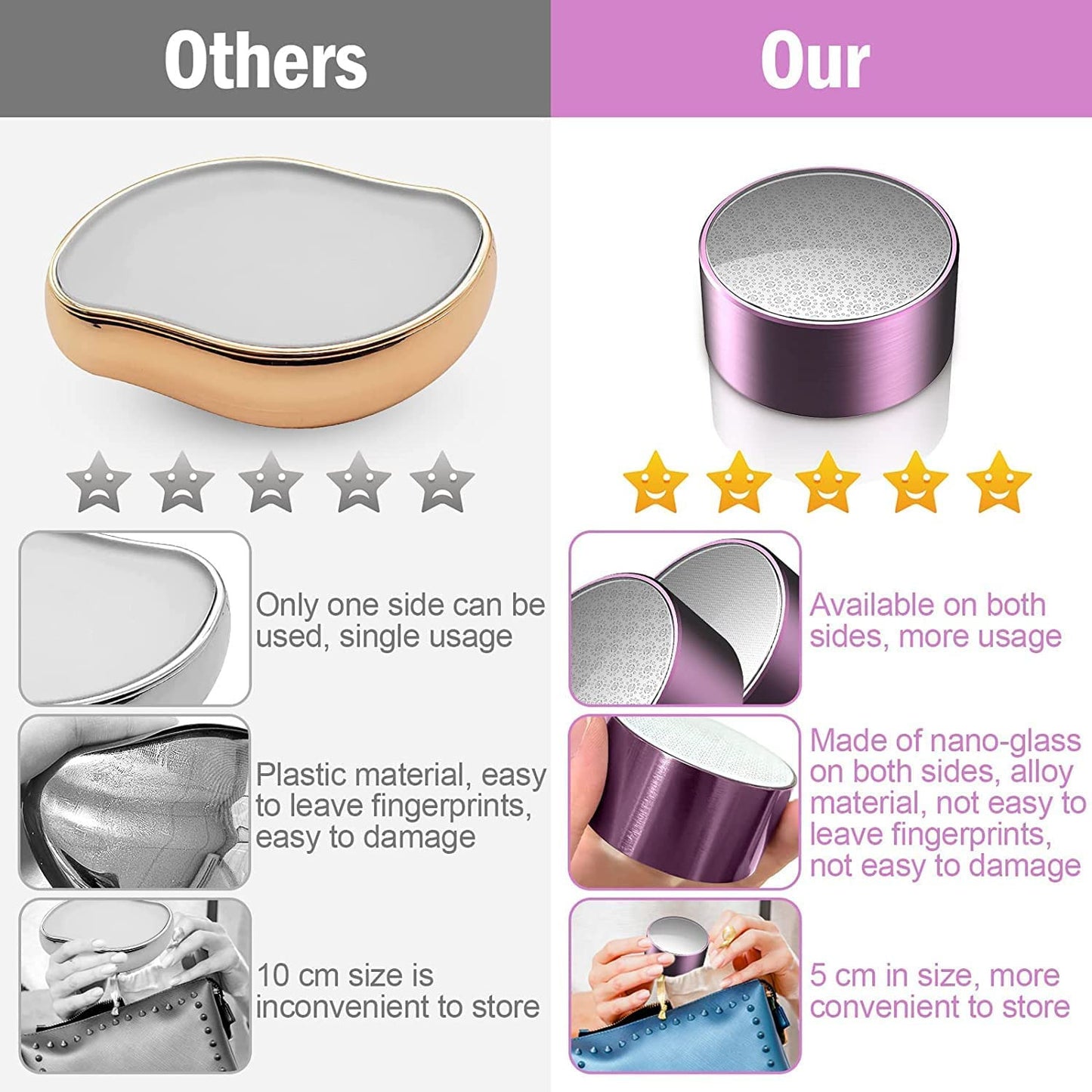 3-in-1 Painless Crystal Hair Eraser | Hair Removal + Foot Rasp + Skin Smoother