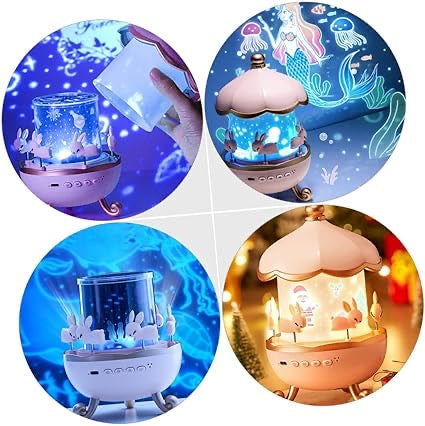🐰 Rabbit Night Light Projector – Rechargeable LED Baby Lamp with Remote Control