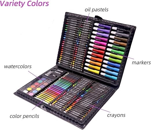 Painting Drawing Kit for Kids, Colour Set for Kids, Art Supplies Art Set Colouring Kit with Crayons Colored Pencils Acrylic Paint Mega Oil Pastels for Birthday for Girls Boys (150pcs Set)