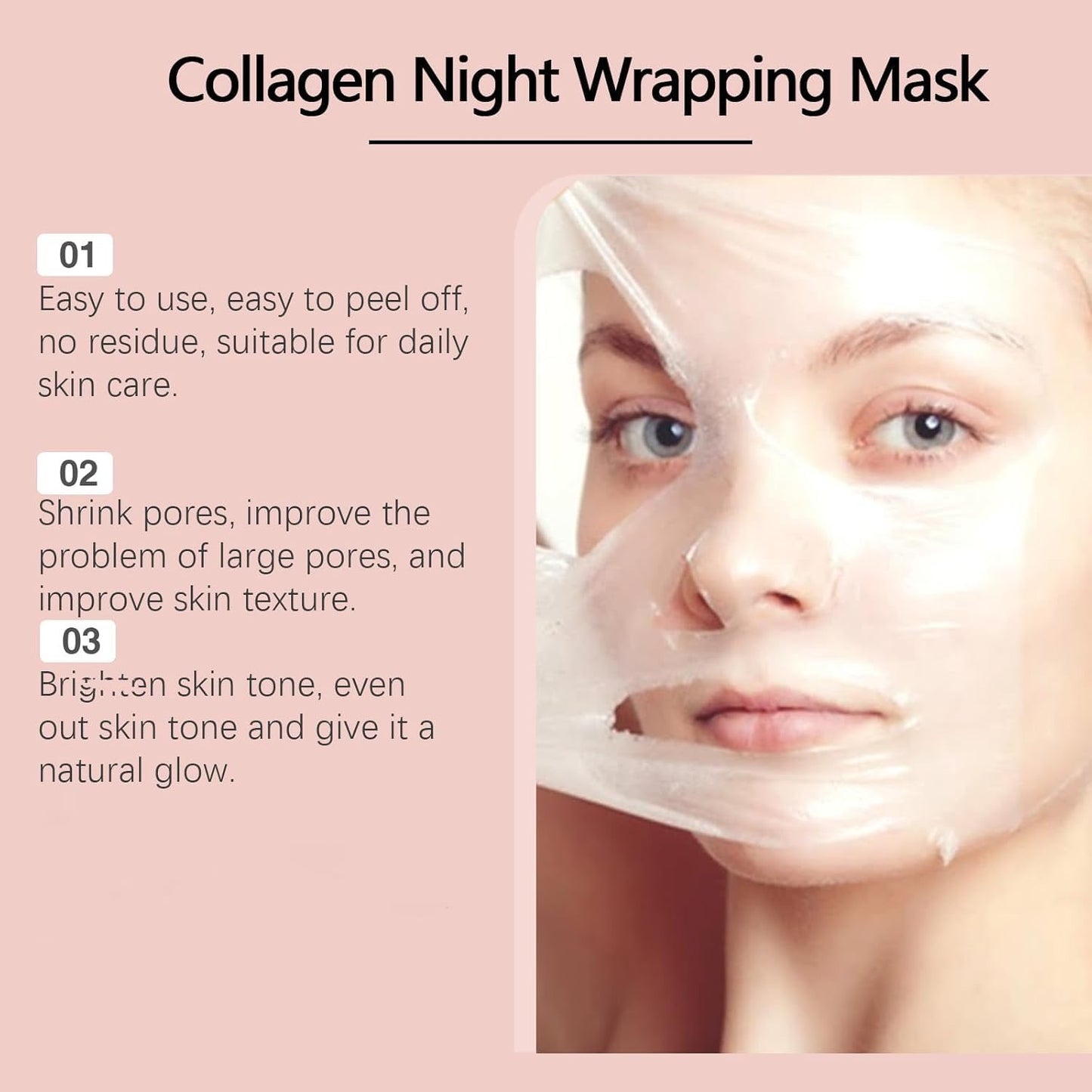 Organic Collagen Night Wrapping Mask – Korean Hydrolyzed Collagen Peel-Off Sleep Mask for Deep Skin Elasticity & Radiance (75ml)