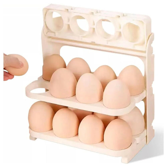 Egg Storage Box Refrigerator Side Door 24 Egg Storage Box 3 Layer Egg Grid Drop-Resistant Egg Holder Folding Egg Holder Plastic 3 Layer Foldable Egg Storage Box Refrigerator Side Door Storage Folding 3 Layer Egg Storage Box