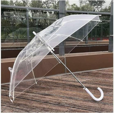 Clear Transparent Long Umbrella – Auto Open | Windproof | Stylish Curved Handle