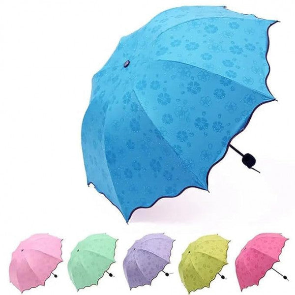 Magic Umbrella – Water Flower Pattern | Windproof, UV-Resistant & Foldable Travel Umbrella