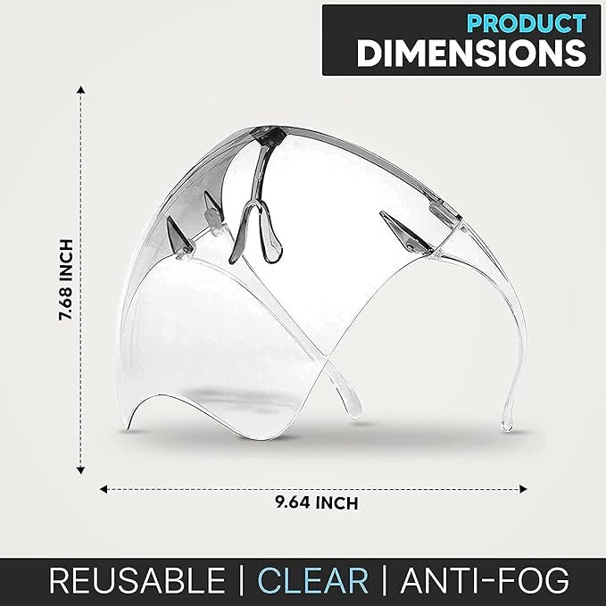 Face Shield, Protective Mask, Goggles, Safety Glasses, Sunglasses for Outdoor Camping Cycling UV Protection for Men Women Face  Protection Glasses, Anti-Fog Face Cover, Reusable Splash-Resistant Face Visor Face Protection Glasses, Anti-Fog Face Cover