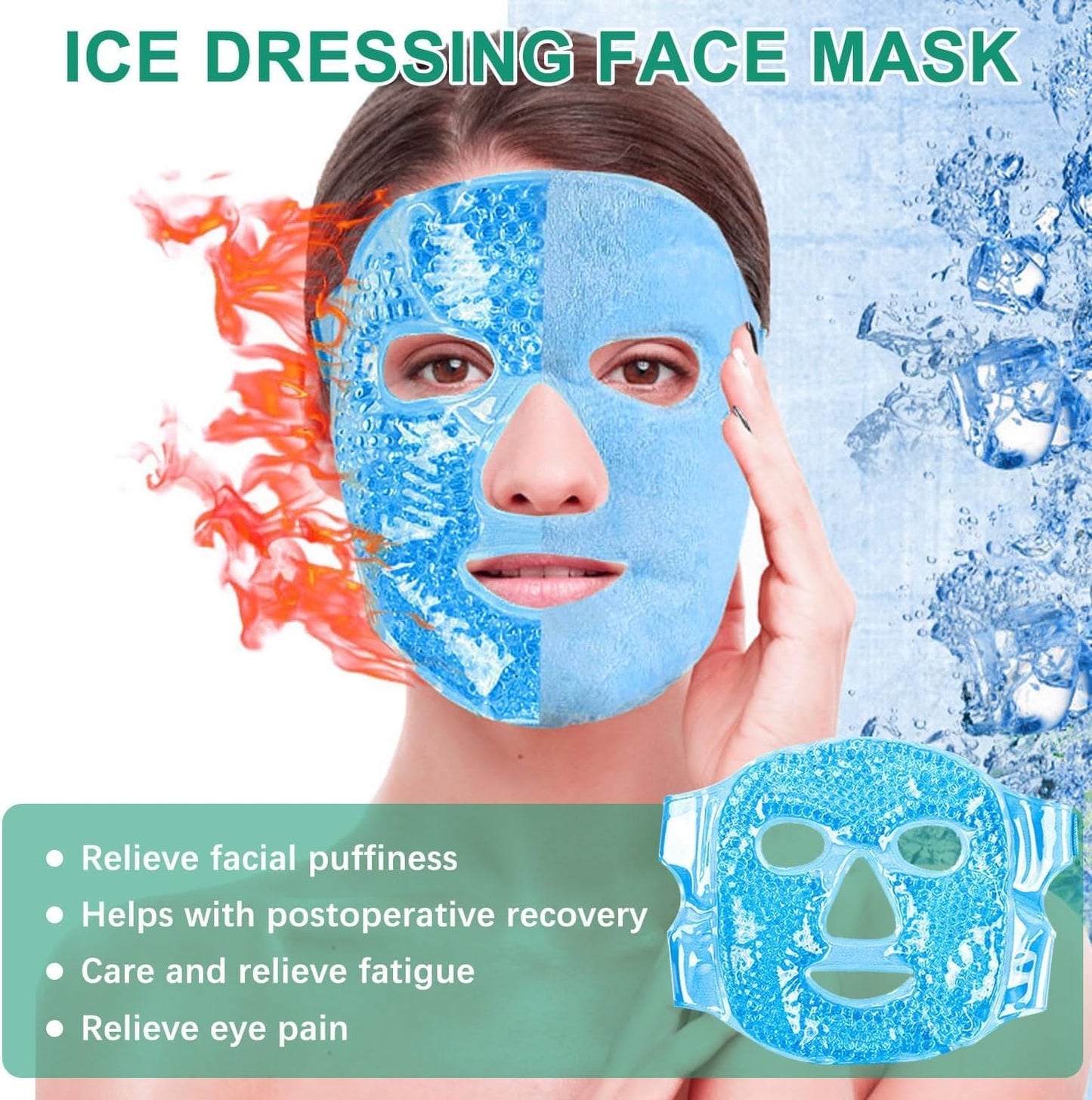 Hot & Cold Gel Bead Face & Eye Mask – Relieves Puffiness, Dark Circles, Migraines & Stress