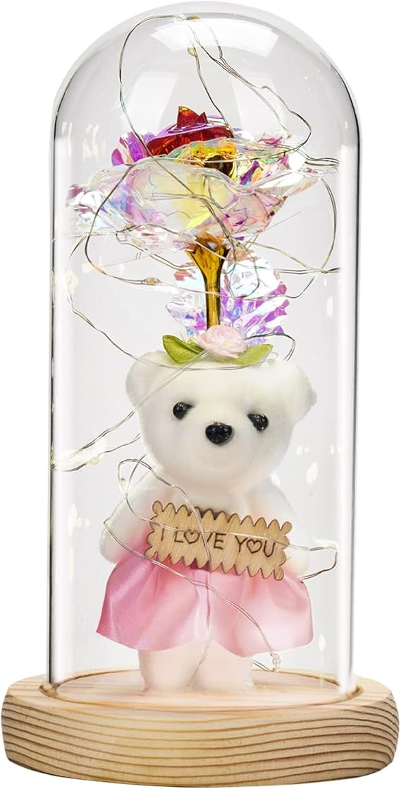 Galaxy Forever Rose in Glass Dome – Light-Up Eternal Crystal Flower with LED Glow | Romantic Gift Box for Valentine’s, Birthday, Anniversary & Special Occasions