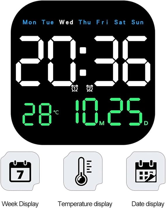 Digital LED Wall Clock with Remote Control
Temperature Time Week Date Display Fashion Living Room Desktop Alarm Electronic Clock