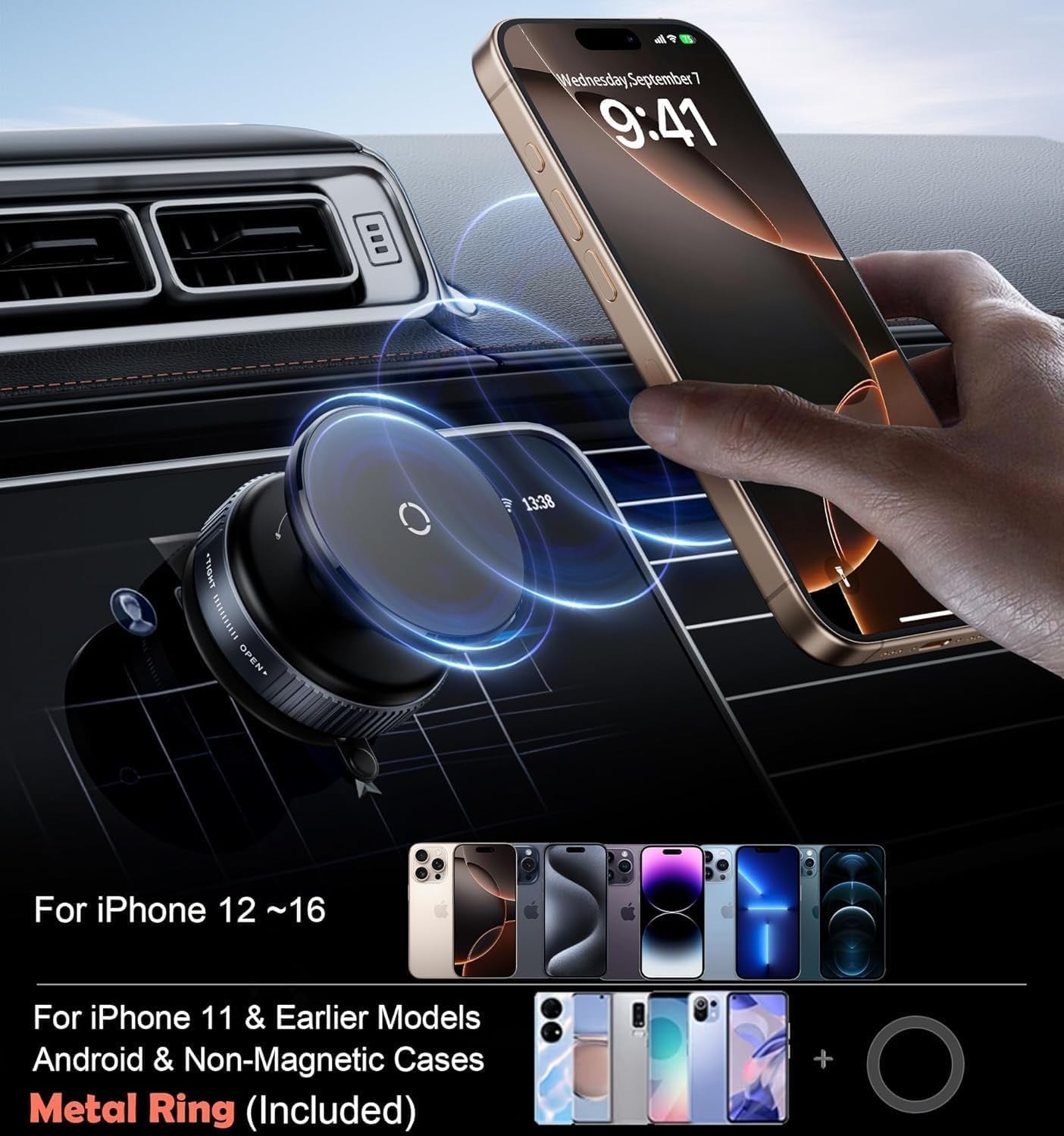 Magnetic Phone Holder for Car Strong Vacuum Suction Cup Mount with 360° Rotation Phones Holder for Car/Gym/Mirror/ Shower, Car Mount Compatible with All Mobile (Non-Extended)
Suction Cup Phone Mount, Magnetic Phone Holder for Car
