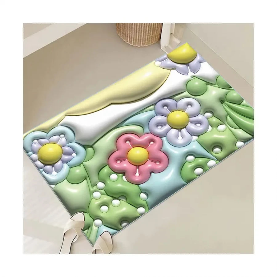 3D Bathroom Door Mat – Soft Anti-Slip Quick Dry Floor Mat (Multicolor)