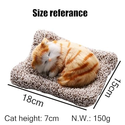 Sleeping Cat Plush with Press-Activated Purring Sound – Soft Stuffed Animal for Kids, Car Dashboard & Desk Décor