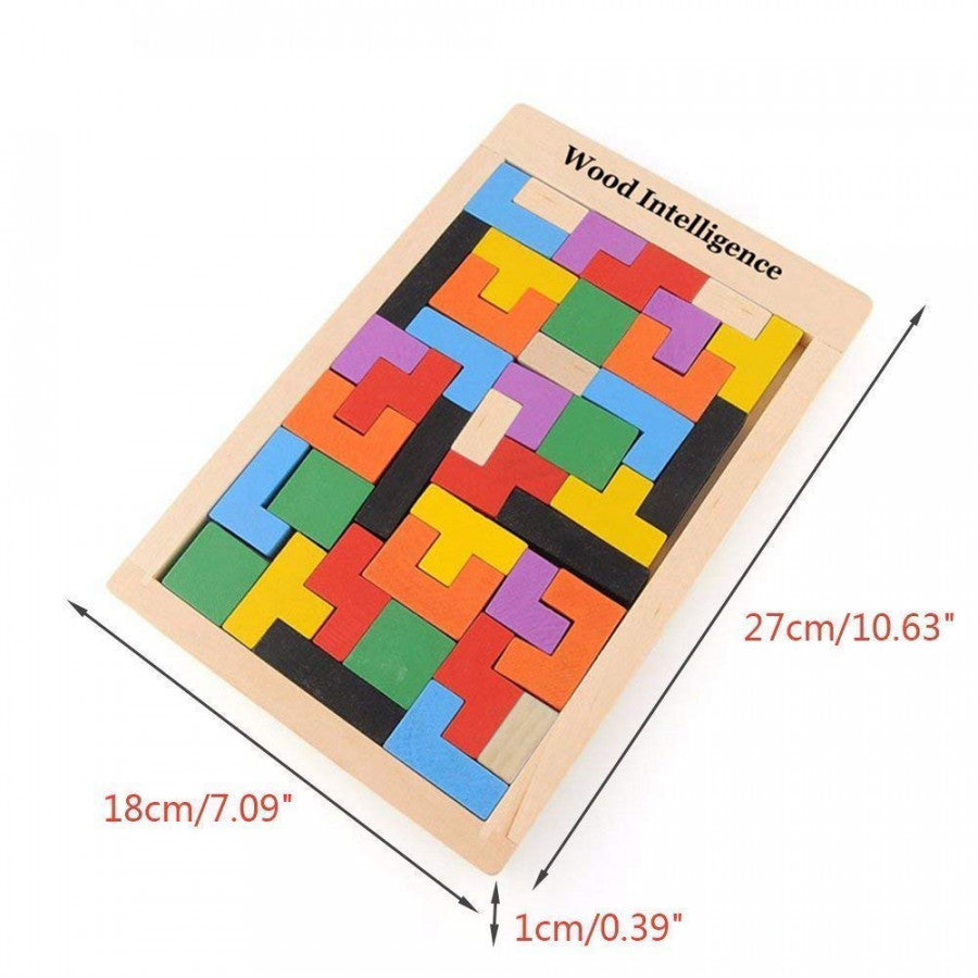 WOODEN INTELLIGENCE PUZZLE – Educational Wooden Pattern Blocks for Kids (3+)