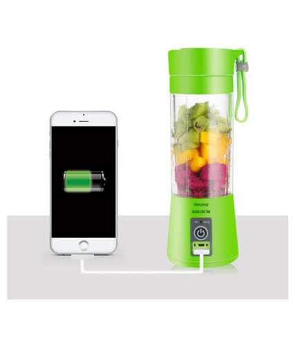 Portable USB Juice Blender Bottle – 4 Blade Rechargeable Juicer Cup with Power Bank (Travel Friendly)