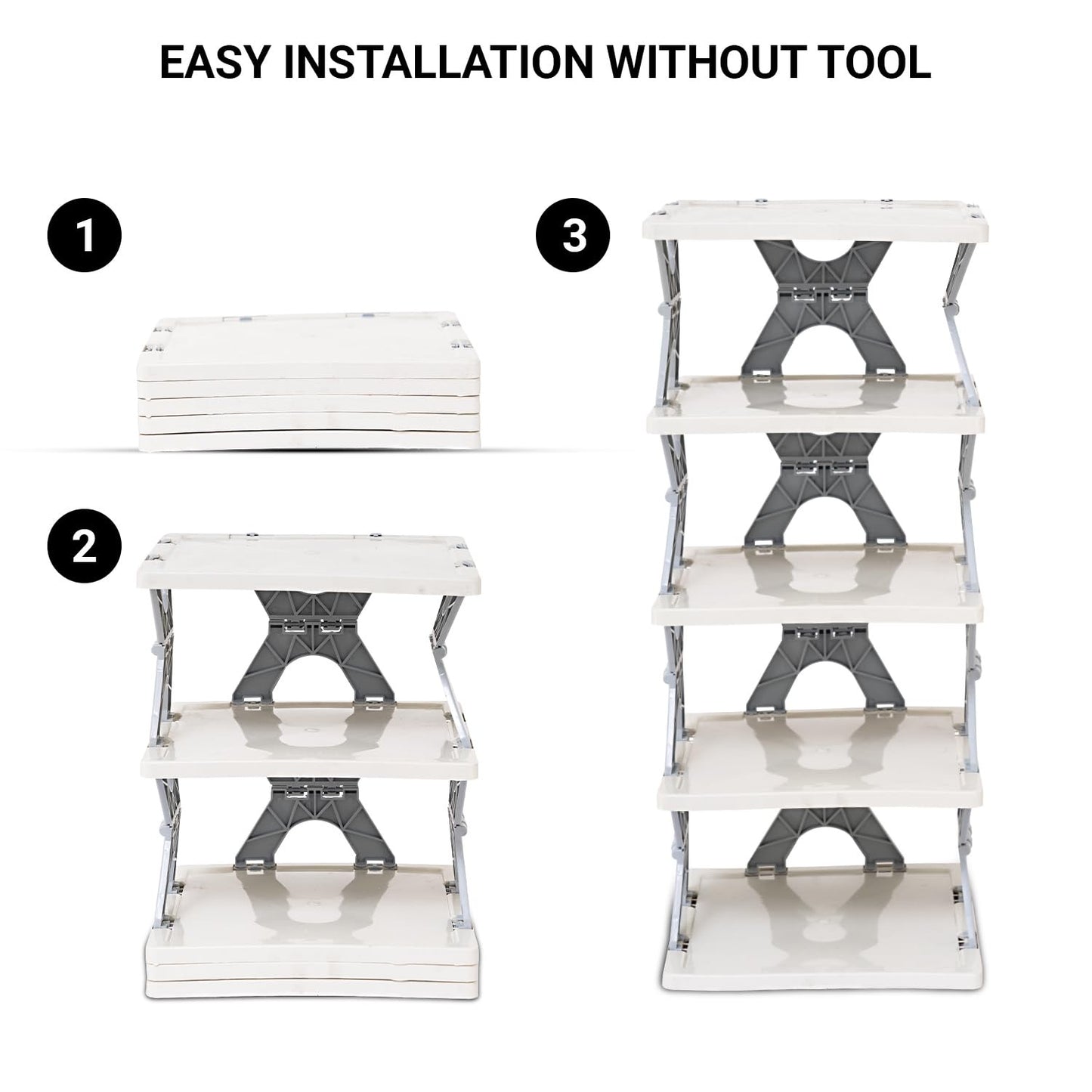 Multipurpose Shoe Rack for Home Plastic, Adjustable Stand Organizer Stackable Storage Bedroom Entryway Shelf Footwear Collapsible Corner Tower Shoes and Book Slots Rack (8 Layer Shoe Rack)