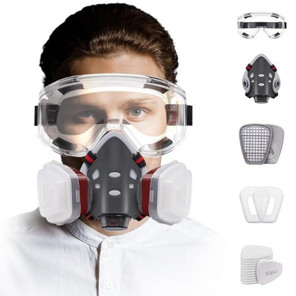 Professional Face Gas Mask with Side-Mounted Filters – Industrial-Grade Respiratory Protection Kit