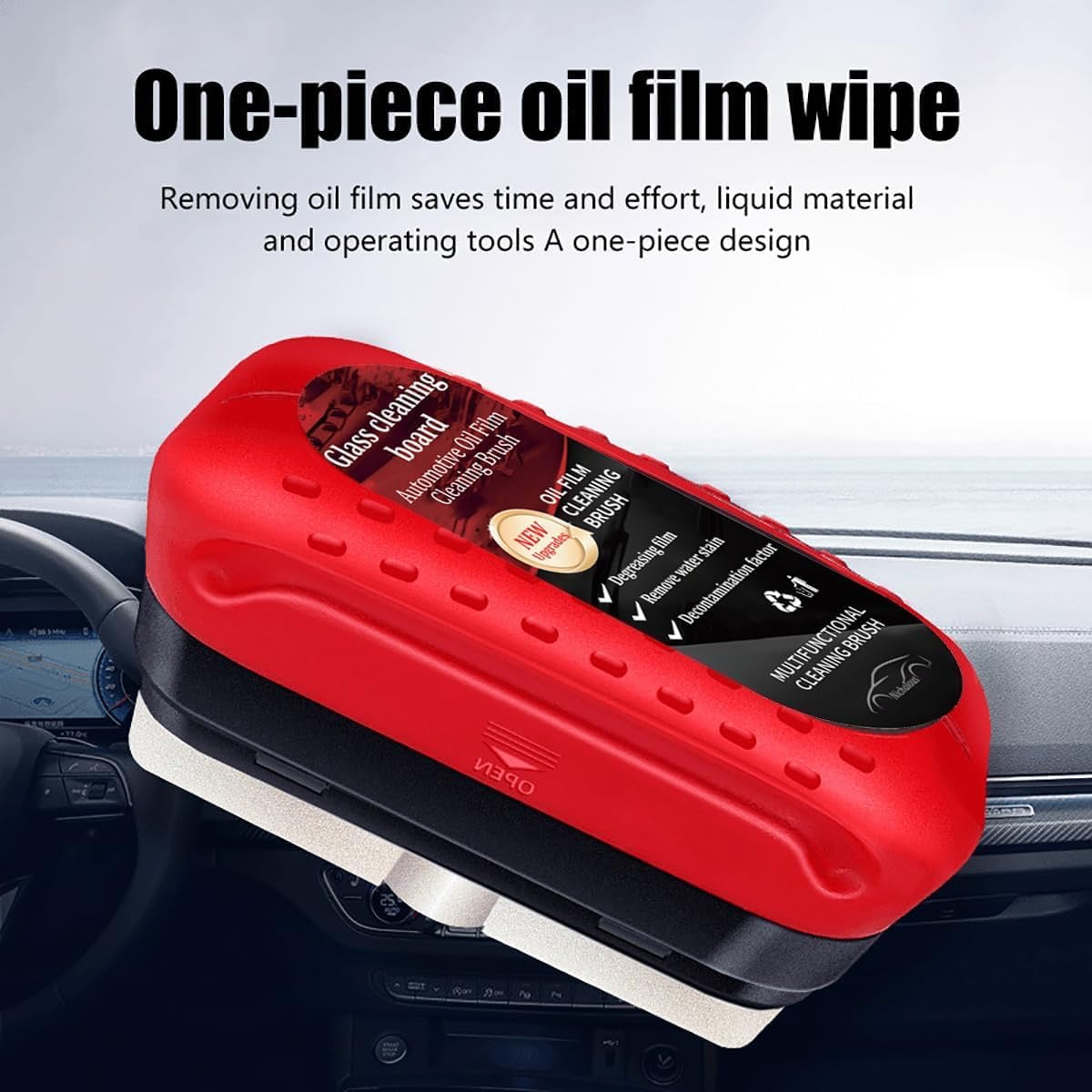 Automotive Oil Film Cleaning Brush – Crystal Clear Car Glass Cleaner with Built-In Liquid Brush
