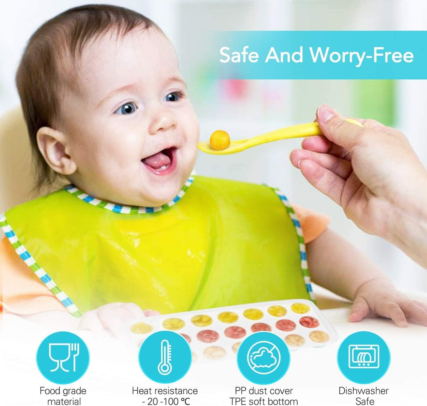 21-Cavity Silicone Pop-Up Ice Cube Tray with Lid – Easy Release, Stackable & BPA-Free