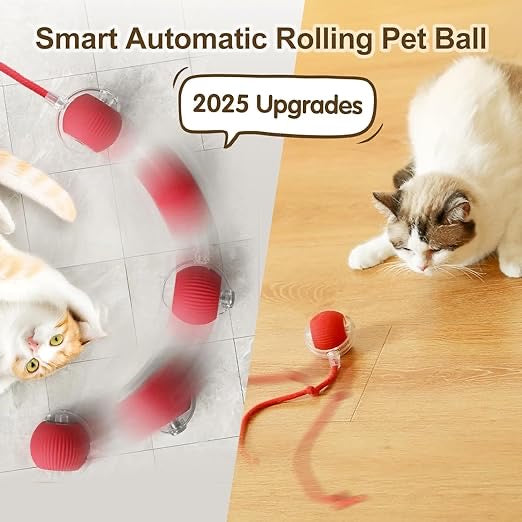 Smart Rolling Pet Ball – Interactive Toy for Dogs & Cats | Auto-Moving, Rechargeable & Tail-Wagging Play Ball