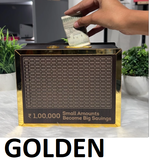 Wooden Landscape Money Box – ₹1,00,000+ Savings Challenge Piggy Bank | Smart Reusable Cashbox with Goal Cards, Clear Panel & Detachable Lid