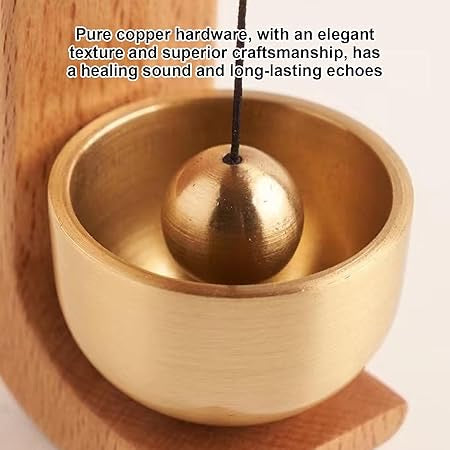 Wooden Magnetic Doorbell – Minimalist Door Chime with Brass Bell & Easy Mounting (7cm)