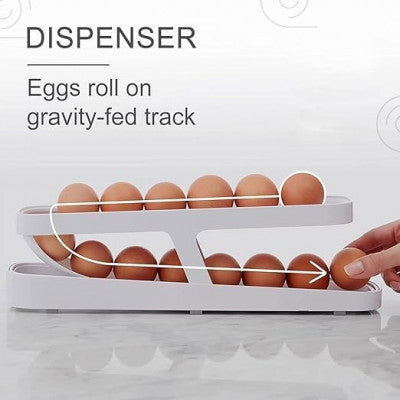 Double Layer Roll-Down Egg Dispenser – Automatic Gravity Egg Storage Tray