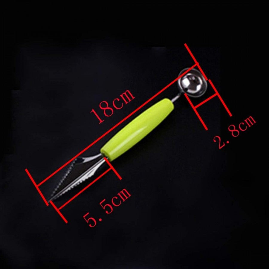 2-in-1 Stainless Steel Melon Baller & Fruit Carving Knife – Multi-Functional Scoop for Fruits, Desserts & DIY Garnishing
