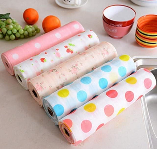 Plastic Non Slip Kitchen Drawer Mat/Shelf Sheet Printed Cabinet/Wardrobe Moisture Pad Table Liners Sheets Household Waterproof Non Slip Paper Roll mat (45*300)
