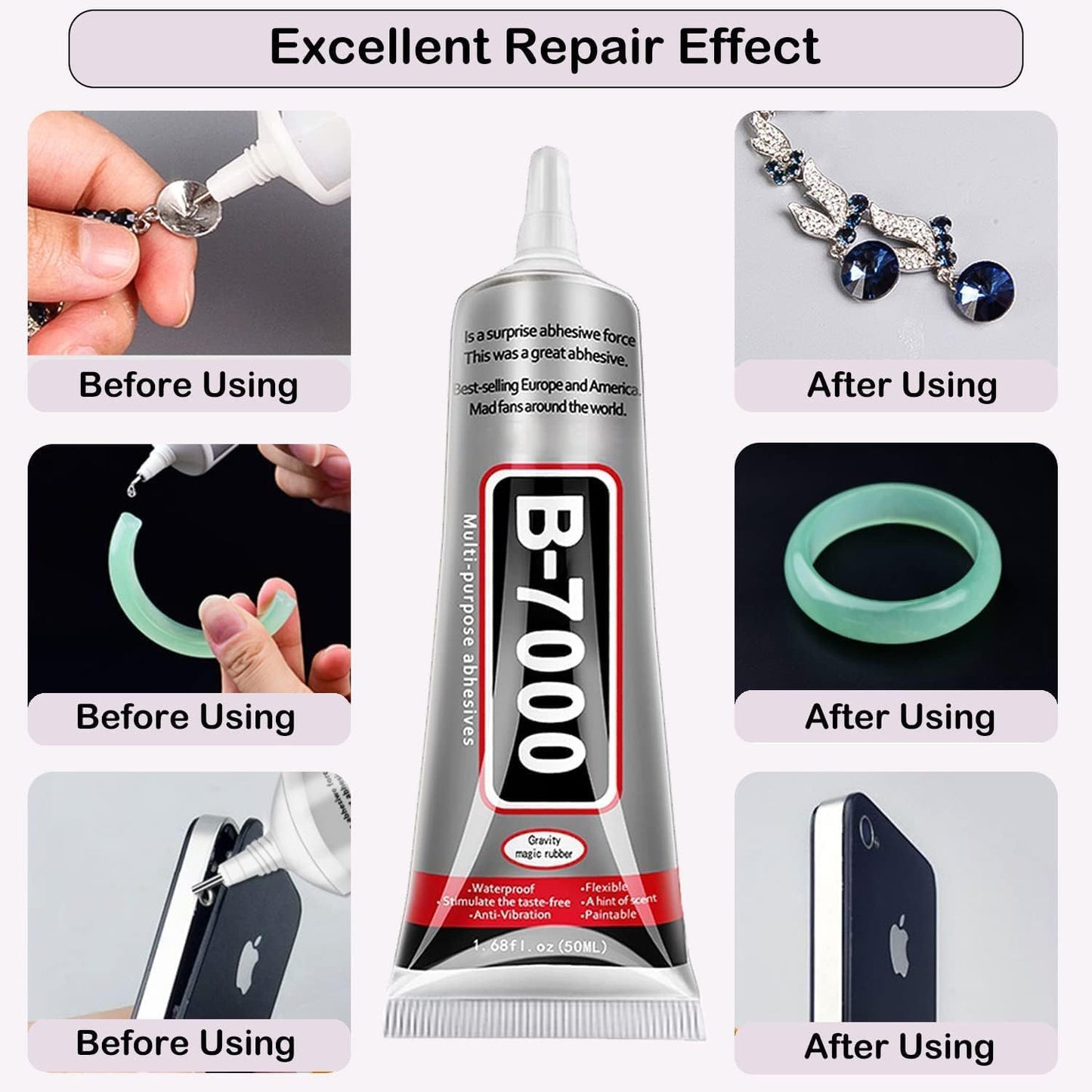 B-7000 Multi-Purpose Industrial Strength Glue – Clear, Flexible Adhesive for Crafts, Repairs & DIY