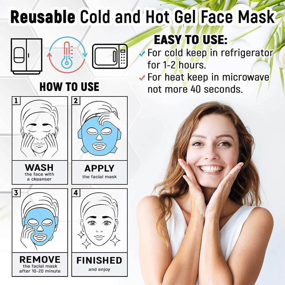 Hot & Cold Gel Bead Face & Eye Mask – Relieves Puffiness, Dark Circles, Migraines & Stress