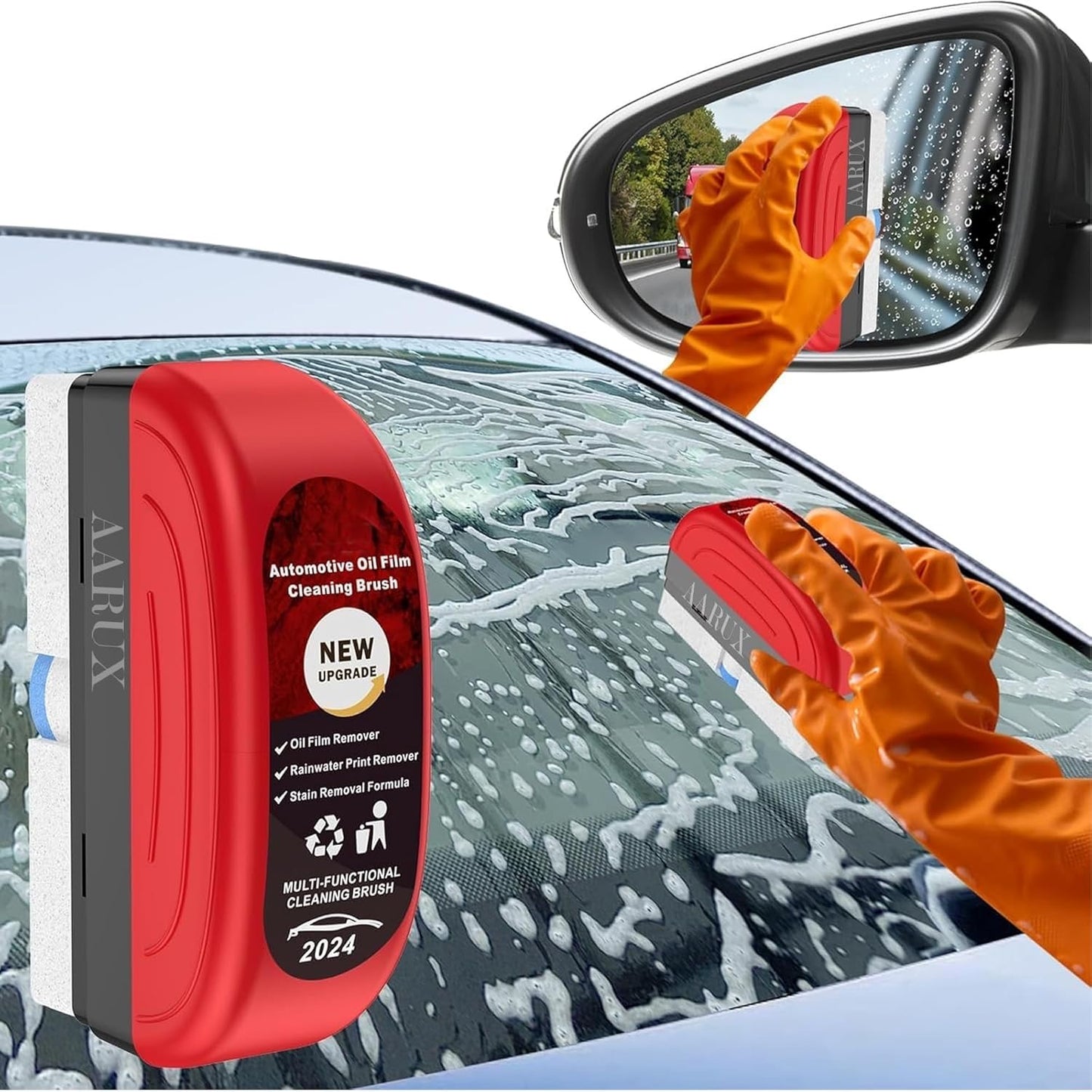 Automotive Oil Film Cleaning Brush – Crystal Clear Car Glass Cleaner with Built-In Liquid Brush