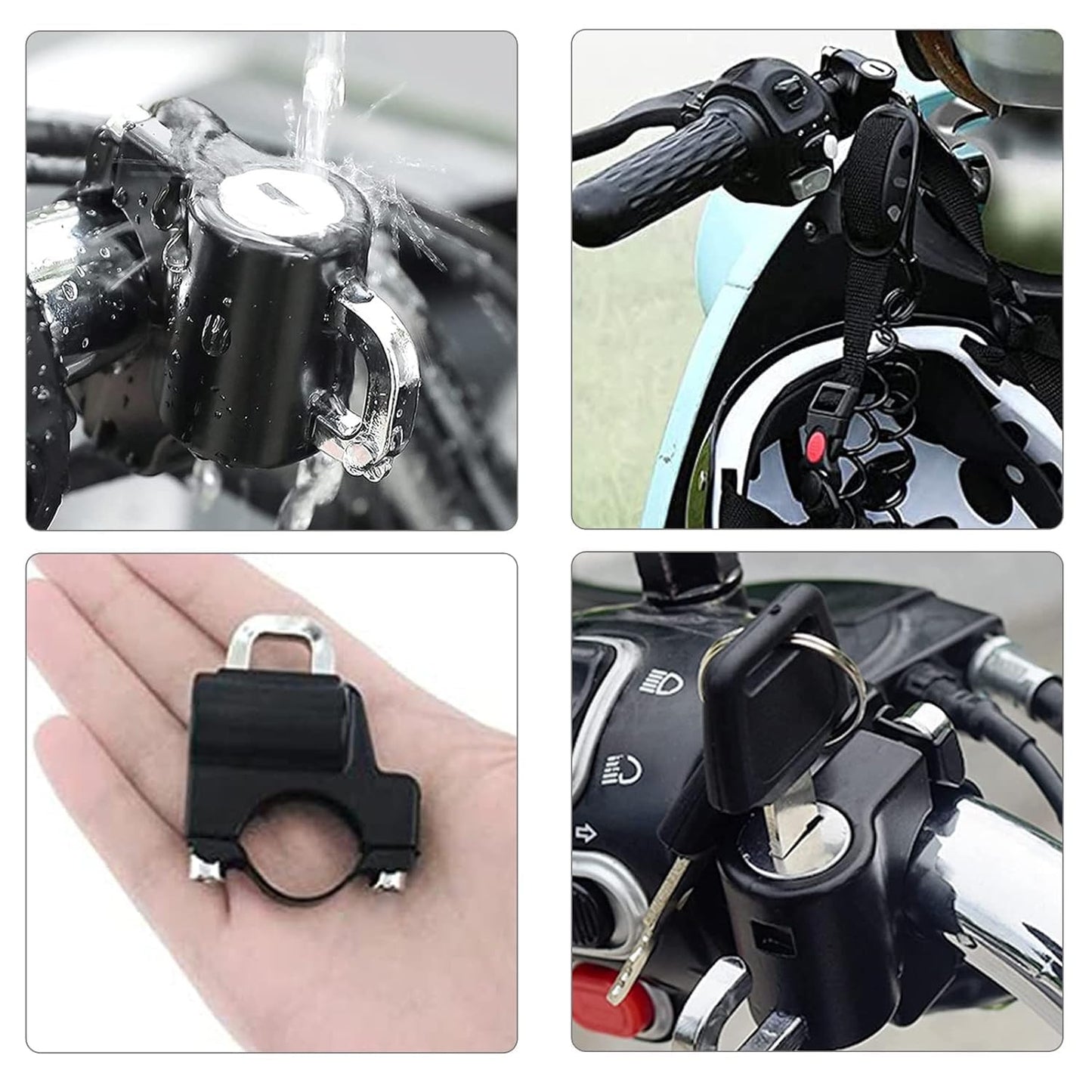 Heavy-Duty Bike Helmet Lock – Anti-Theft Zinc Alloy Handlebar Lock with 2 Keys