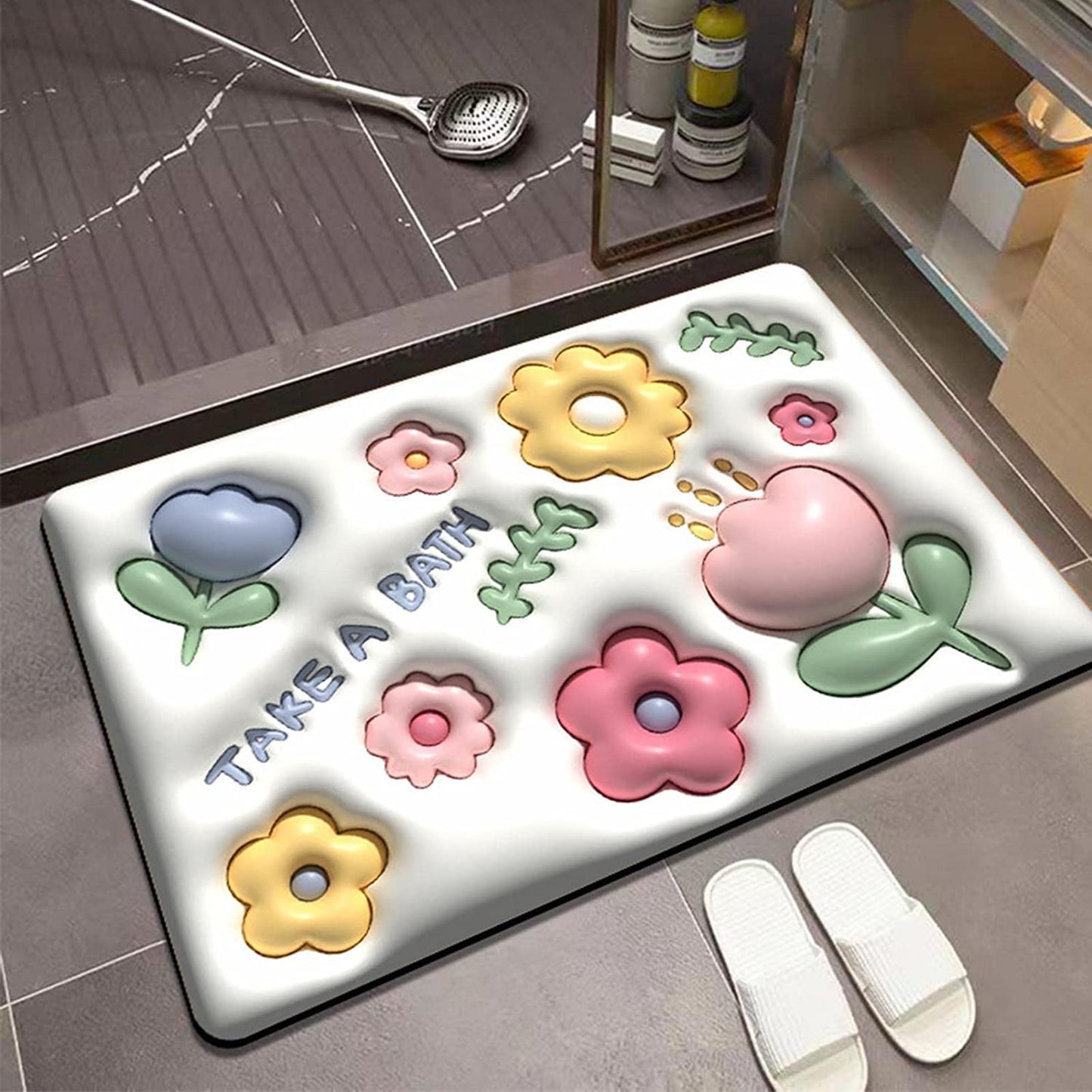 3D Bathroom Door Mat – Soft Anti-Slip Quick Dry Floor Mat (Multicolor)