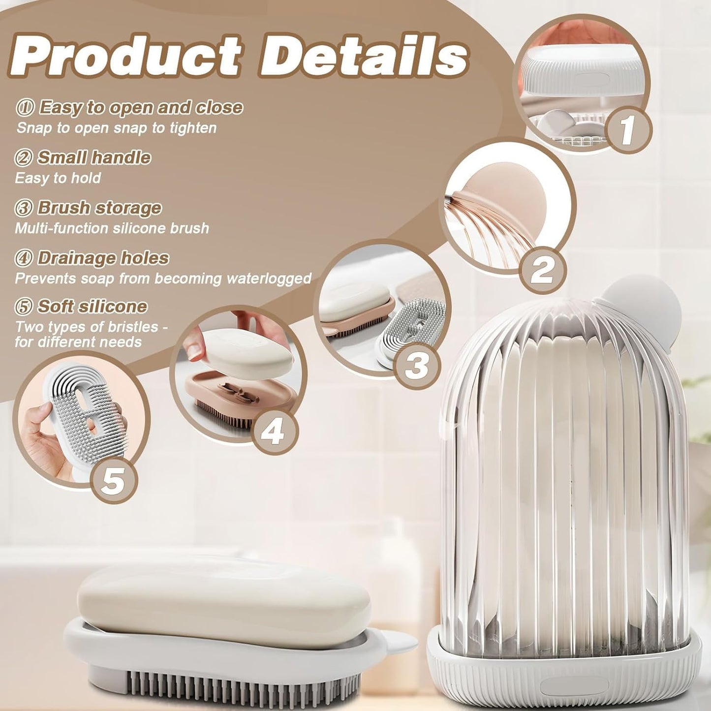 2-in-1 Travel Soap Case with Bath Brush – Leakproof, Portable & Multi-Use